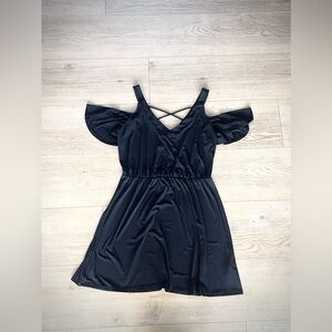Venus Black Cold-Shoulder Mini Dress – Size M